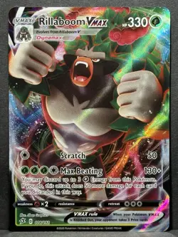 Pokemon TCG Rillaboom VMAX Holo Ultra Rare Card Rebel Clash 018/192 NM Condition - Image 1