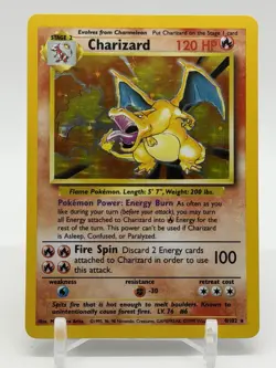 Pokemon TCG Charizard Base Set Holo Unlimited Rare Card 4/102 NM - Image 1