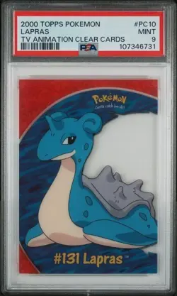 2000 Topps Pokemon TV Animation Clear Card #PC10 Lapras PSA MINT 9 - Image 1