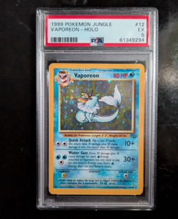 PSA 5 EXCELLENT 1999 JUNGLE POKEMON VAPOREON 12/64 #12 HOLO RARE WOTC GRADED TCG - Image 1