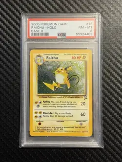 Pokemon PSA 8 Raichu Base Set 2 Holo Rare Trading Collectible Card - Image 1
