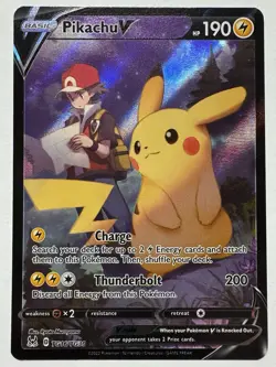 Pokemon TCG Pikachu v TG16/TG30 Lost Origin 2022 Full Art Holo Ultra Rare Card - Image 1