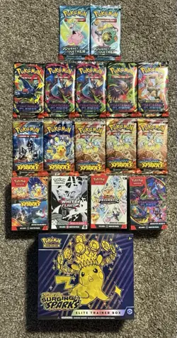 Big Pokemon Lot - ETB, 4 Booster Bundles & 12 Sealed Packs (Sparks, Flames, TGT) - Image 1