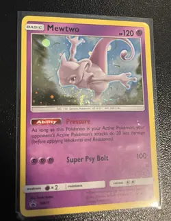 Mewtwo Holo Black Star Promo SM77 - Sun and Moon Pokemon TCG With SWIRL - Image 1