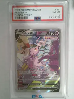 2021 POKEMON SWORD & SHIELD FUSION STRIKE #251 FULL ART - MEW V - PSA 8 - Image 1