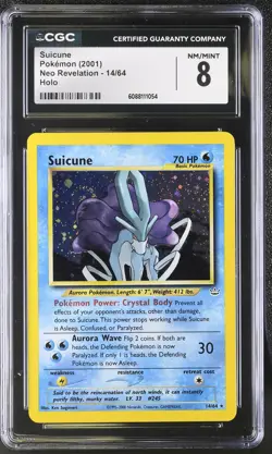 CGC 8 Suicune 2001 Neo Revelation 14/64 Holo SWIRL Pokemon Card - Image 1