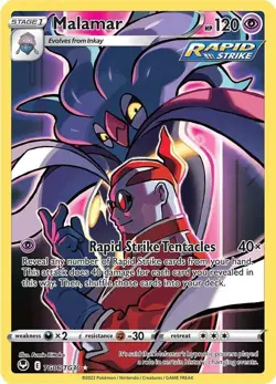 Pokemon Card TCG - Malamar TG06 Ultra Rare Silver Tempest Trainer Gallery NM - Image 1