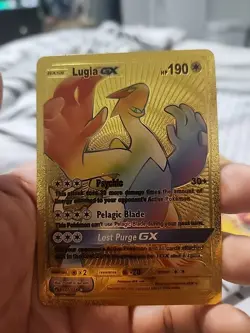 Lugia GX rainbow rare holographic- full art- (gold Metal card) Fan Art - Image 1