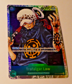 One Piece English Card Holo Carte Super Pre Release Trafalgar Law ST02-009 En NM - Image 1