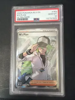 2025 Pokemon Black Bolt #163 N’s Plan Ultra Rare PSA 10 GEM MINT - Image 1