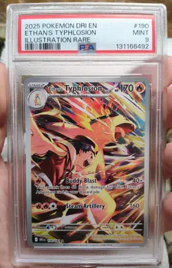 2025 Pokemon Destined Rivals Illustration Rare Holo Ethans Typhlosion #190 PSA 9 - Image 1