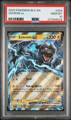 2025 POKEMON BLK EN-BLACK BOLT #034 ZEKROM EX PSA 10 - Image 1