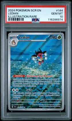2024 Pokemon SV Stellar Crown SCR EN Ledian Illustration Rare #144/142 PSA 10 - Image 1