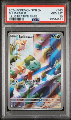 2024 POKEMON SCR EN-STELLAR CROWN ILLUSTRATION RARE #143 BULBASAUR PSA 10 - Image 1