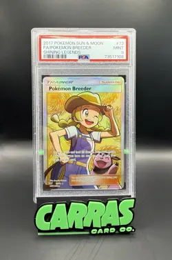 Pokemon Breeder #73 2017 Pokemon SM Shining Legends Full Art Trainer PSA 9 MINT - Image 1