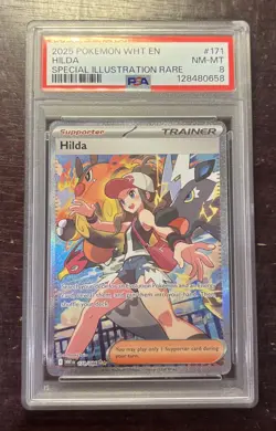 2025 POKEMON WHT EN-WHITE FLARE SPECIAL ILLUSTRATION RARE #171 HILDA PSA 8 - Image 1