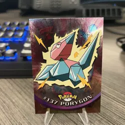 2000 Topps Pokemon Series 3 Silver Foil #137 Porygon TV Animation Blue Logo - Image 1