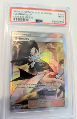 2019 POKEMON SUN & MOON #234 FA GRIMSLEY UNIFIED MINDS 234/236 PSA 9 MINT - Image 1