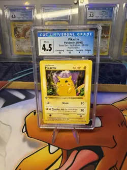 CGC 4.5 1999 Pokemon 1st Edition Pikachu Red Cheeks 58/102 VG/Ex+ - Image 1