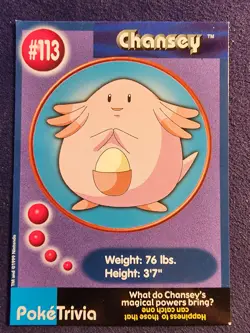 Pokemon - 1999 Burger King PokeTrivia Promo Card - Chansey #113 HP - Image 1
