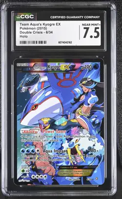 CGC 7.5 Team Aqua's Kyogre EX 2015 Double Crisis 6/34 Holo Pokemon Card - Image 1