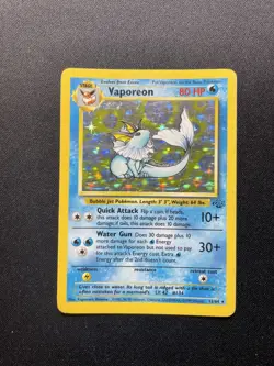 Vaporeon 12/64 Jungle Set Rare Holo Pokemon Card WOTC 1999 - LP - Image 1