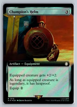 MTG Fallout Extended Art Surge Foil #1010 Champion's Helm Rare Artifact - Image 1