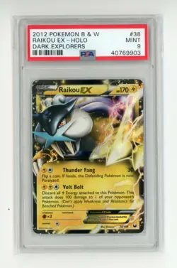 Raikou EX 38/108 B&W Dark Explorers Holo Pokemon PSA 9 MINT - Image 1