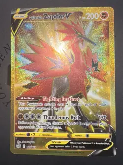 Galarian Zapdos V Full Art Secret Rare 182/172 Brilliant Stars Holo Pokemon TCG - Image 1