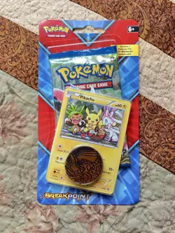 2016 Pokemon XY Breakpoint Checklane Blister With Coin and Pikachu XY95 Promo - Image 1