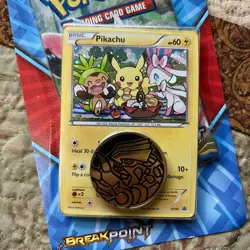 2016 Pokemon XY Breakpoint Checklane Blister With Coin and Pikachu XY95 Promo - Image 2