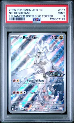 2025 POKEMON JTG EN-JOURNEY TOGETHER #167 N'S RESHIRAM PSA 9 - Image 1