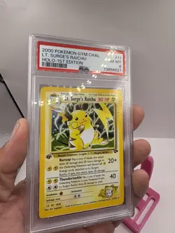 2000 PSA 8 NM-MT Pokemon Gym Challenge 11 LT. Surge's Raichu Holo 1st Edition - Image 4