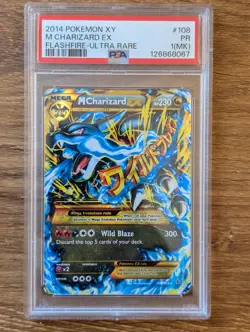 2014 Pokemon XY Flashfire PSA 1 Mega M Charizard EX Holo #108 Secret Ultra Rare - Image 1