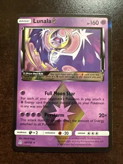 Lunala 62/156 Holo Rare Prism Light Damage Pokemon TCG Ultra Prism - Image 1