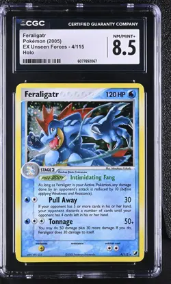 CGC 8.5 Feraligatr 2005 EX Unseen Forces 4/115 Holo Pokemon Card - Image 1
