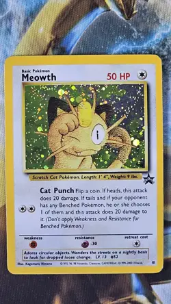 Holo Meowth 10 Black Star Promo Pokemon Card - MP - Clean Holo - Image 1