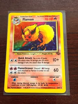 Pokemon TCG Flareon Rare Holo Card #3/64 Jungle - Image 1