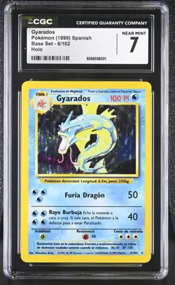 CGC 7 Gyarados 1999 Base Set Spanish 6/102 Holo Pokemon Card - Image 1