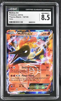 CGC 8.5 Moltres EX 2013 Plasma Storm 14/135 Holo Pokemon Card - Image 1
