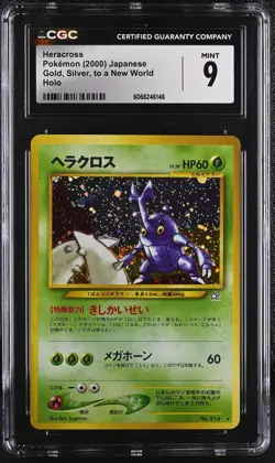 CGC 9 MINT Heracross Japanese Neo Genesis 214 Holo Pokemon Card - Image 1