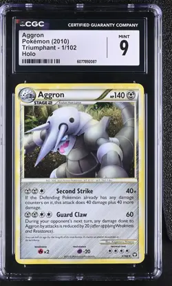 CGC 9 MINT Aggron 2010 Triumphant 1/102 Holo Pokemon Card - Image 1