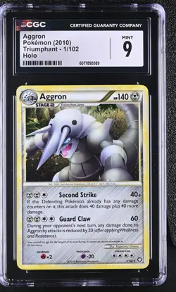 CGC 9 MINT Aggron 2010 Triumphant 1/102 Holo Pokemon Card - Image 1