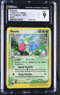CGC 9 MINT Roselia 2003 EX Dragon 9/97 Holo SWIRL Pokemon Card - Image 1