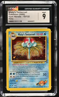 CGC 9 MINT Misty's Tentacruel 2000 Gym Heroes 10/132 Holo Pokemon Card - Image 1