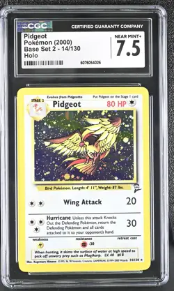 CGC 7.5 Pidgeot 2000 Base Set 2 14/130 Holo Pokemon Card - Image 1