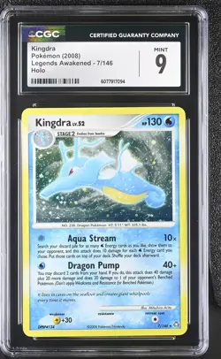 CGC 9 MINT Kingdra 2008 Legends Awakened 7/146 Holo Pokemon Card - Image 1