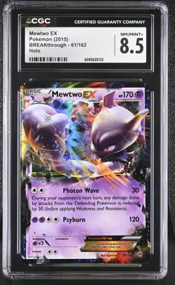 CGC 8.5 Mewtwo EX 2015 BREAKthrough 61/162 Holo Pokemon Card - Image 1
