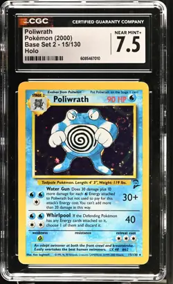 CGC 7.5 Poliwrath 2000 Base Set 2 15/130 Holo Pokemon Card - Image 1