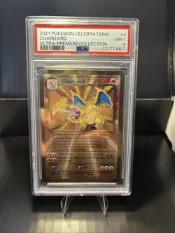 Pokemon Card Charizard 4/102 Gold Metal Celebrations UPC 25th Anniversary PSA 9 - Image 1